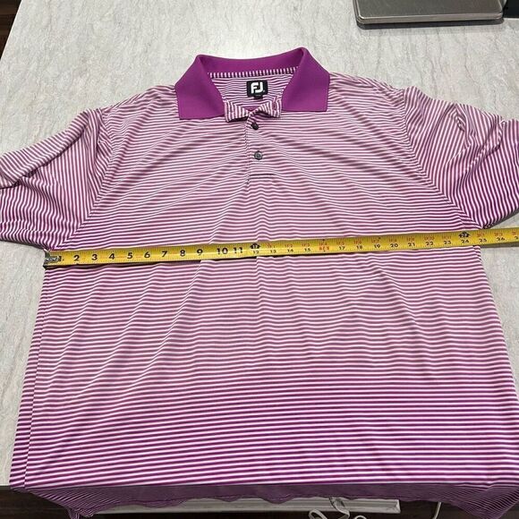FootJoy Purple Micro Striped Short Sleeve Ombré Golf Polo Men’s Size XL - Picture 10 of 14